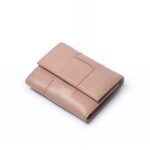 Portefeuille en cuir pleine fleur - Écrin compact à pression pour l'élégance quotidienne - Rose