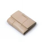 Portefeuille en cuir pleine fleur - Écrin compact à pression pour l'élégance quotidienne - Beige