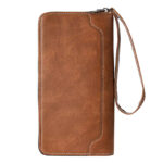 Portefeuille long vintage en cuir PU - Élégance masculine zippée pour cartes et billets