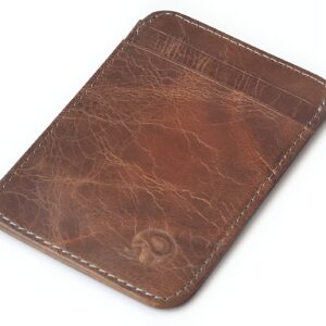 Porte-cartes élancé en cuir vintage - Rangement 4 cartes et billets dans un écrin élégant