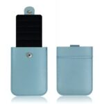 Porte-cartes élégance avec tirette intuitive - Rangement compact en simili cuir - Bleu ciel