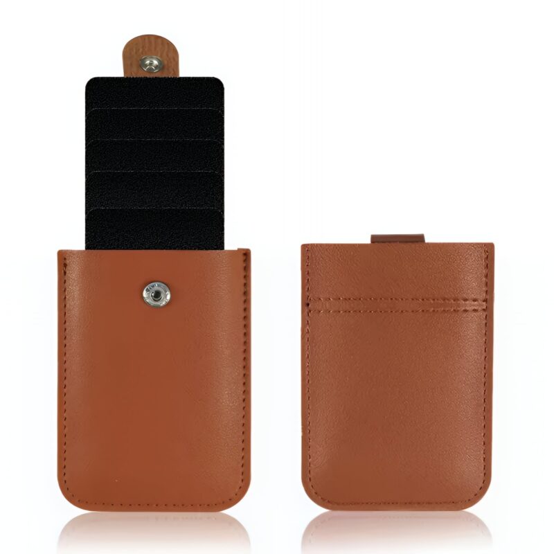 Porte-cartes élégance avec tirette intuitive - Rangement compact en simili cuir