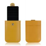 Porte-cartes élégance avec tirette intuitive - Rangement compact en simili cuir - Jaune