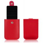 Porte-cartes élégance avec tirette intuitive - Rangement compact en simili cuir - Rouge