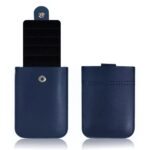 Porte-cartes élégance avec tirette intuitive - Rangement compact en simili cuir - Bleu