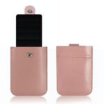 Porte-cartes élégance avec tirette intuitive - Rangement compact en simili cuir - Rose